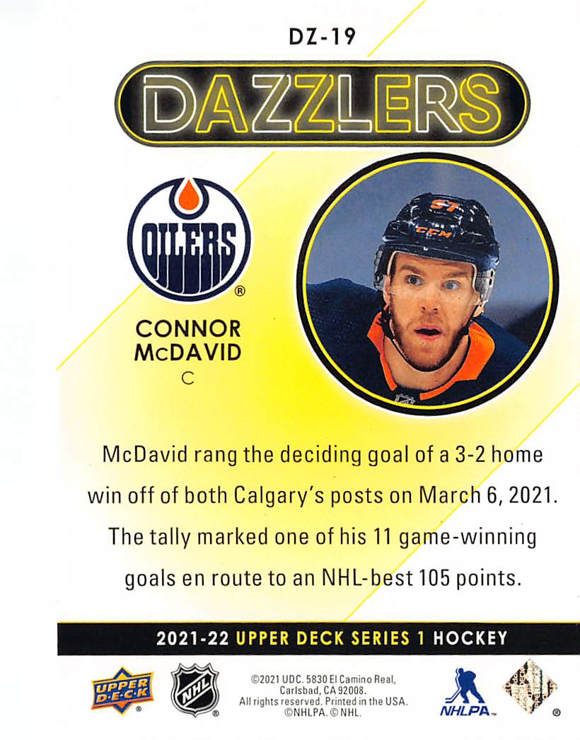 2020-21 Upper Deck Series 1 Dazzlers Connor McDavid Red #DZ-19 Edmonton Oilers