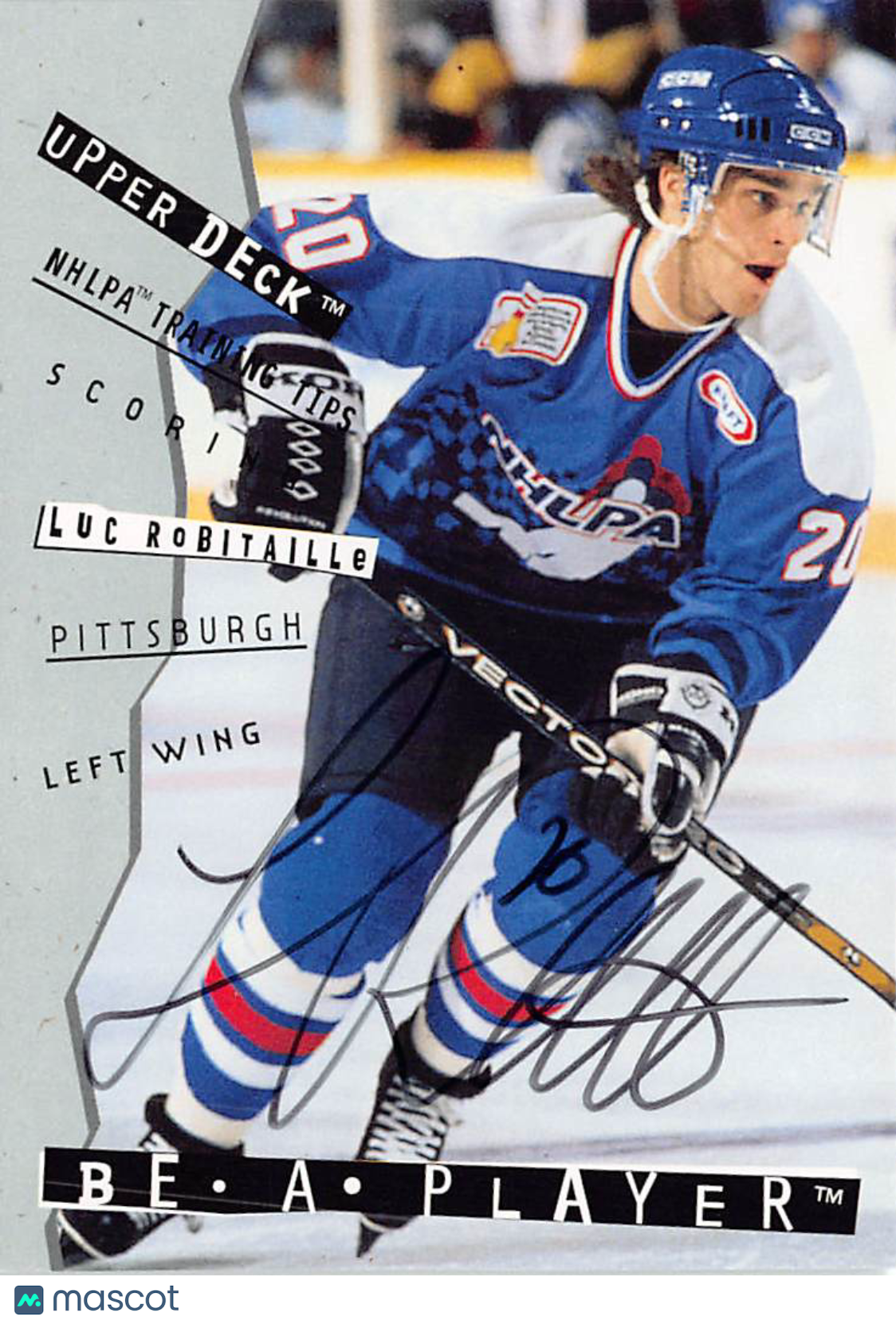 1995 Upper Deck Be A Player Luc Robitaille Autograph #113 Pittsburgh Penguins