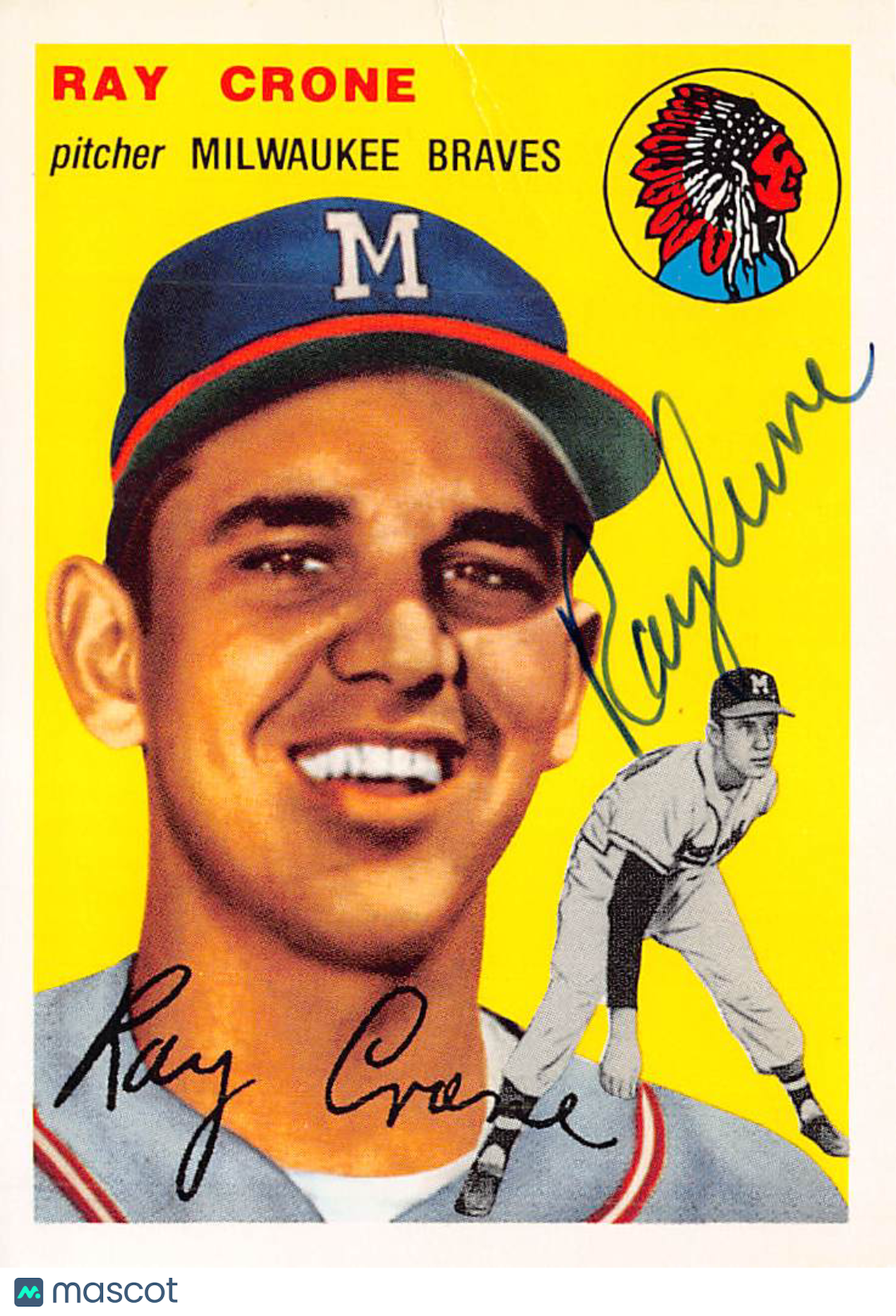 1994 Topps Archives The Ultimate 1954 Series Ray Crone Auto 206 Milwaukee Braves