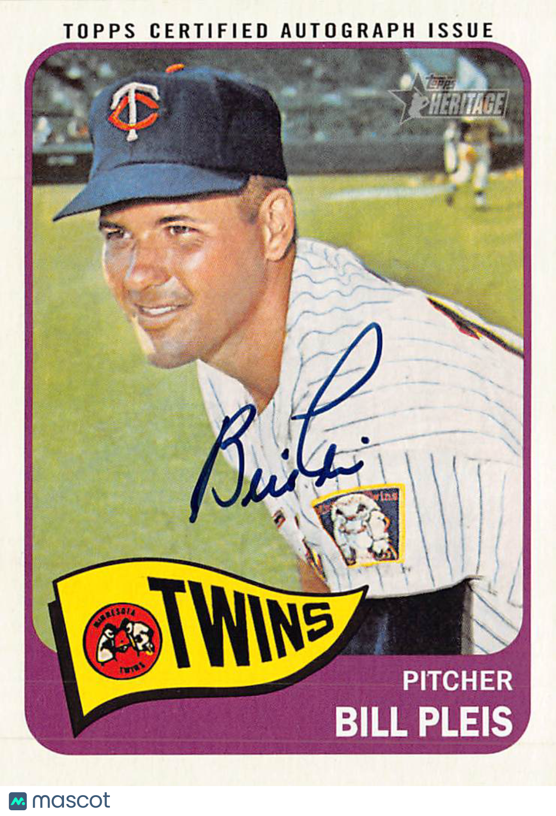 2014 Topps Heritage Bill Pleis Real One Autograph #ROA-BP Minnesota Twins