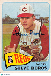 1965 Topps Steve Boros Autograph #102 Cincinnati Reds