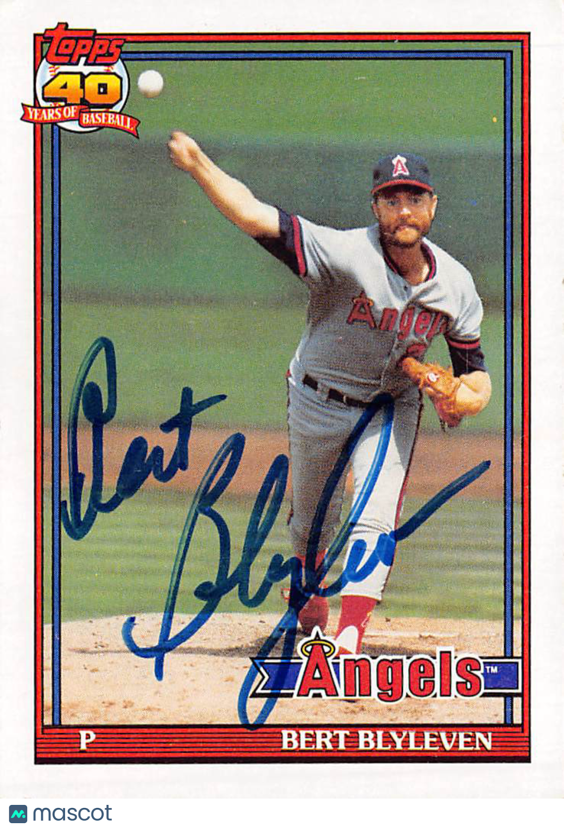 1991 Topps Bert Blyleven Autograph #615 California Angels