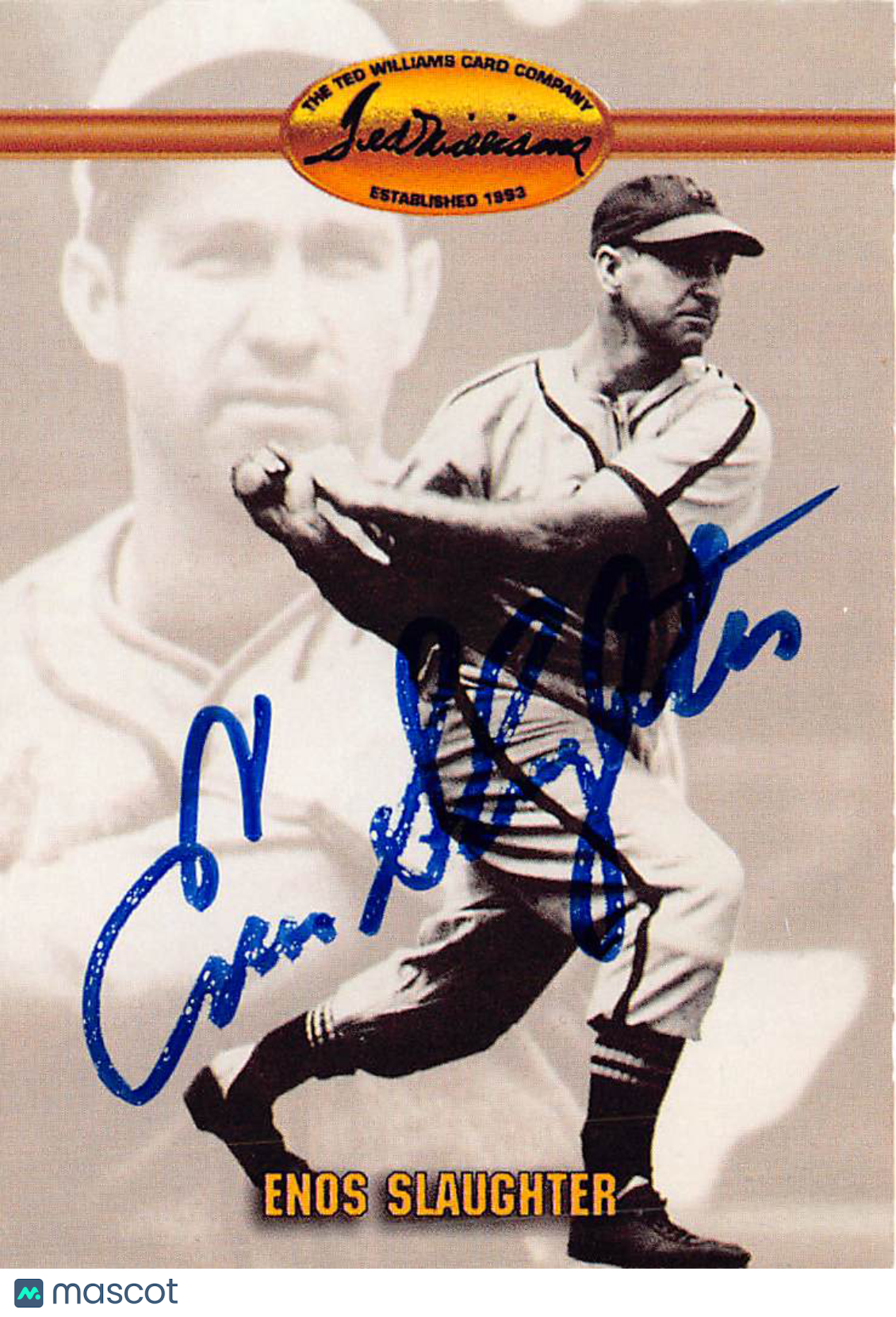 1993 Ted Williams Enos Slaughter Autograph #92 St. Louis Cardinals