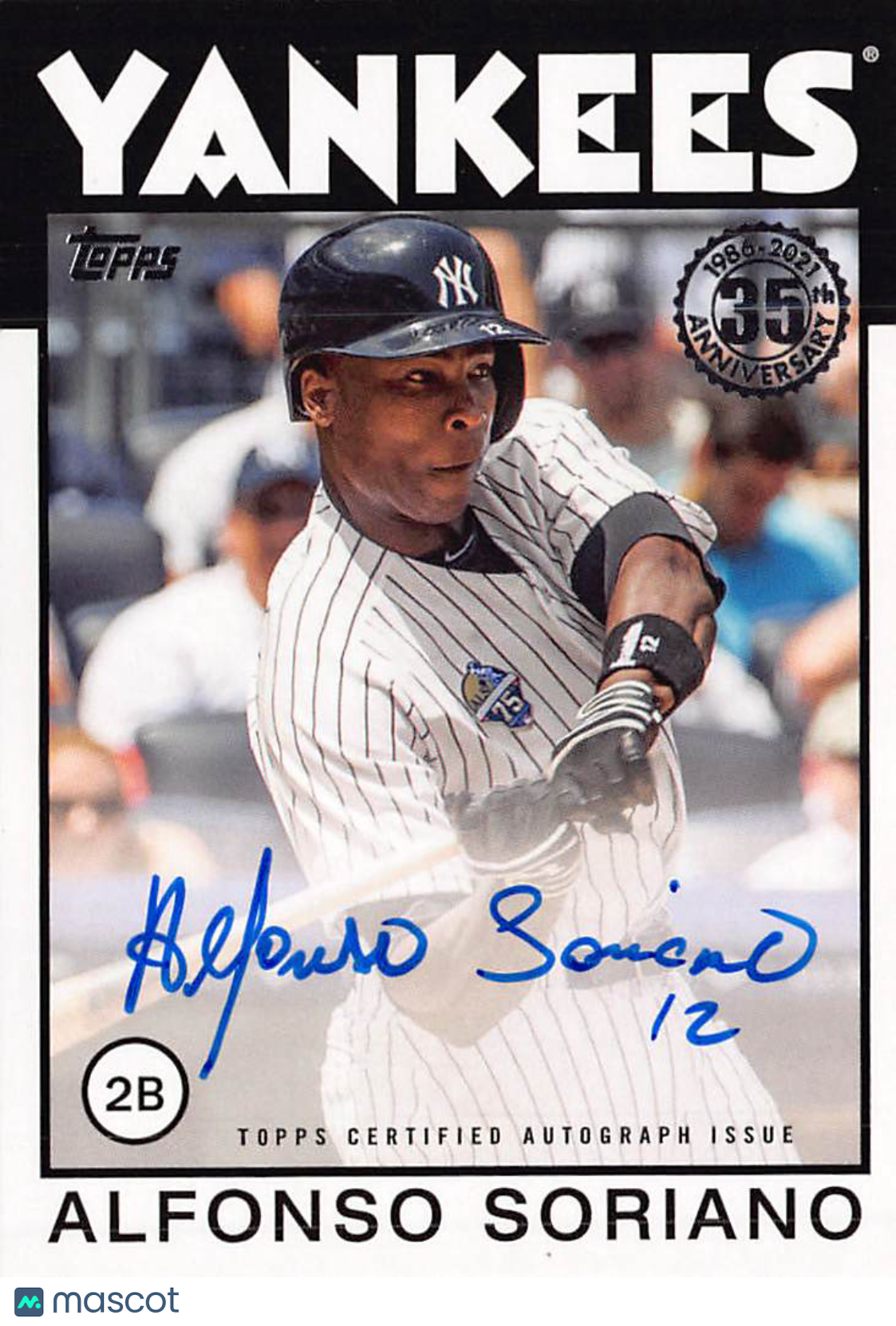 2021 Topps 1986 Topps Baseball Autographs Alfonso Soriano #86A-AS Yankees