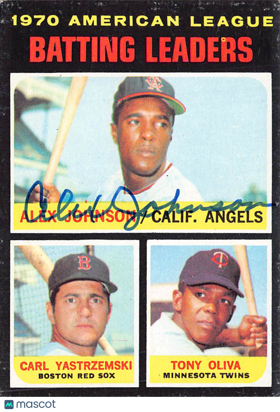 1971 Topps Alex Johnson Carl Yastrzemski Tony Oliva Autograph #61