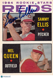 1964 Topps Sammy Ellis Mel Queen Autograph Rookie #33 Cincinnati Reds