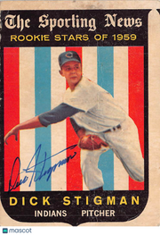 1959 Topps Dick Stigman Autograph Rookie #142 Cleveland Indians