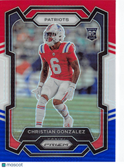 2023 Panini Prizm Christian Gonzalez Red White and Blue Rookie RC #369 Patriots