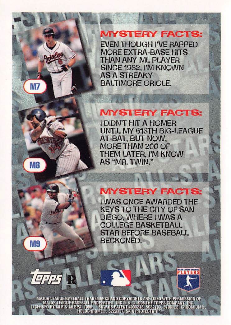 1996 Topps Mystery Finest Tony Gwynn Refractor #M9 San Diego Padres