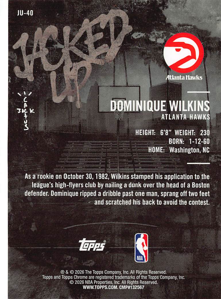 2025-26 Topps Chrome Cactus Jack Dominique Wilkins Red /5 #JU-40 Atlanta Hawks