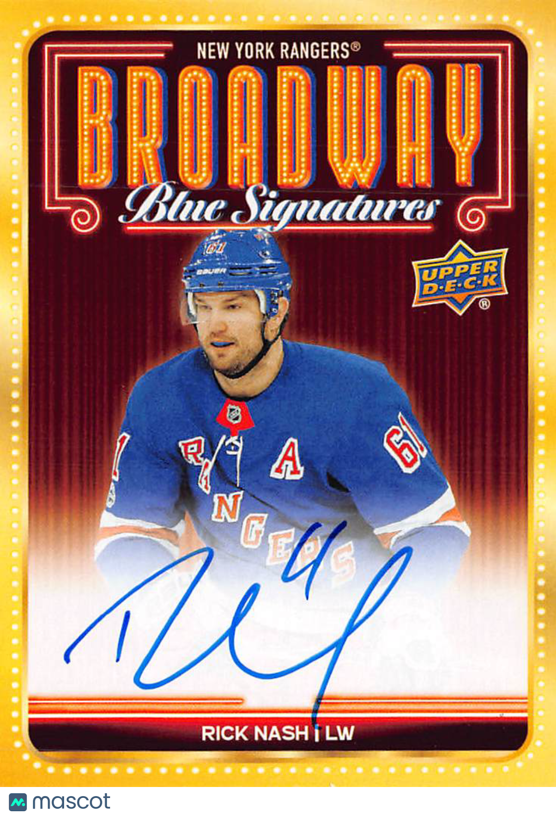 2025 Upper Deck New York Rangers Centennial Rick Nash Broadway Auto #BBS-RN