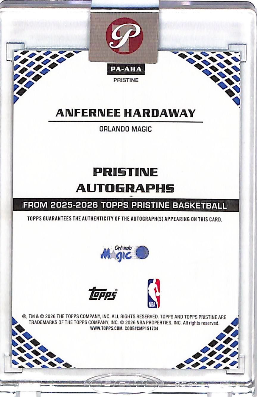 2025-26 Topps Pristine Basketball Anfernee Hardaway Auto Aqua /199 #PA-AHA Magic