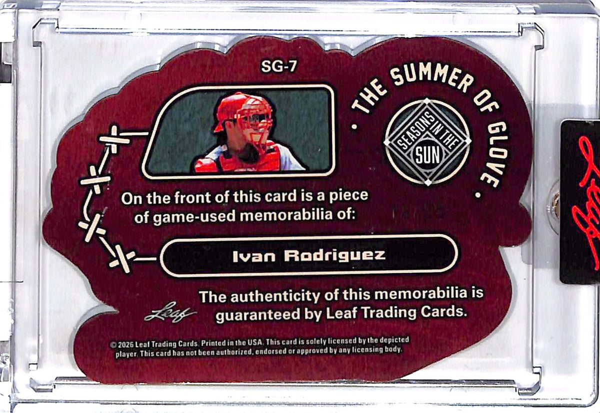 2026 Leaf Seasons in the Sun The Summer of Glove Ivan Rodriguez Relic /35 #SG-7