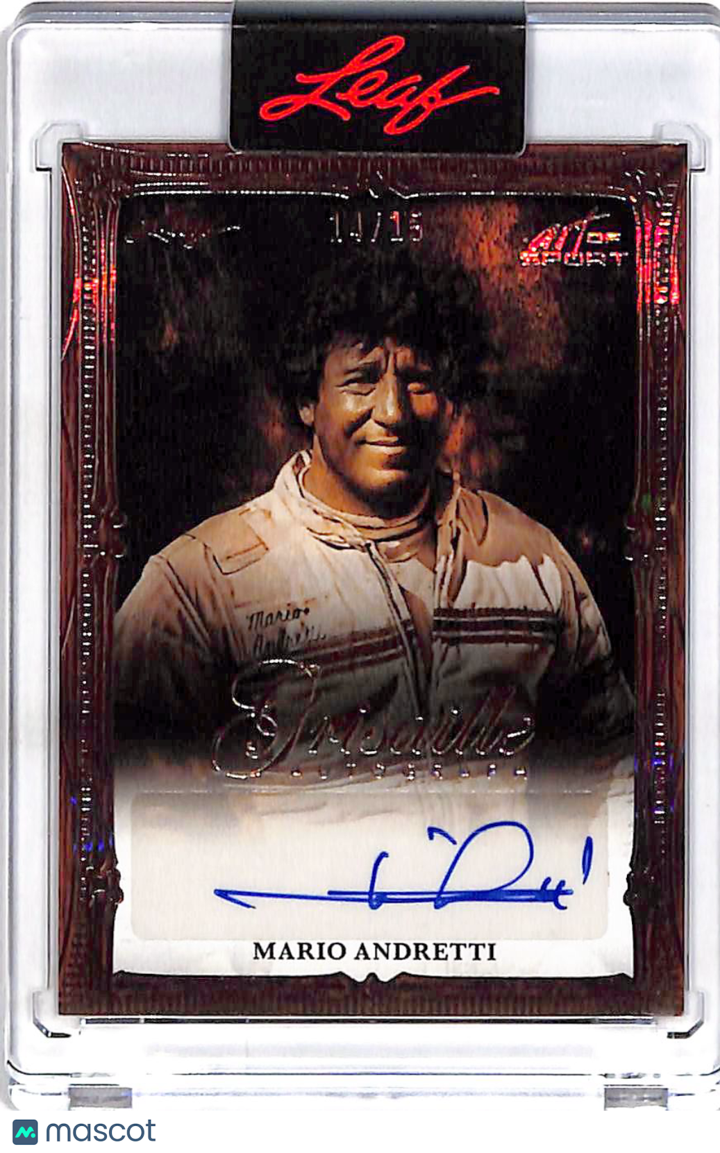 2026 Leaf Art of Sport Mario Andretti Grisaille Autograph /15 #G-MA1