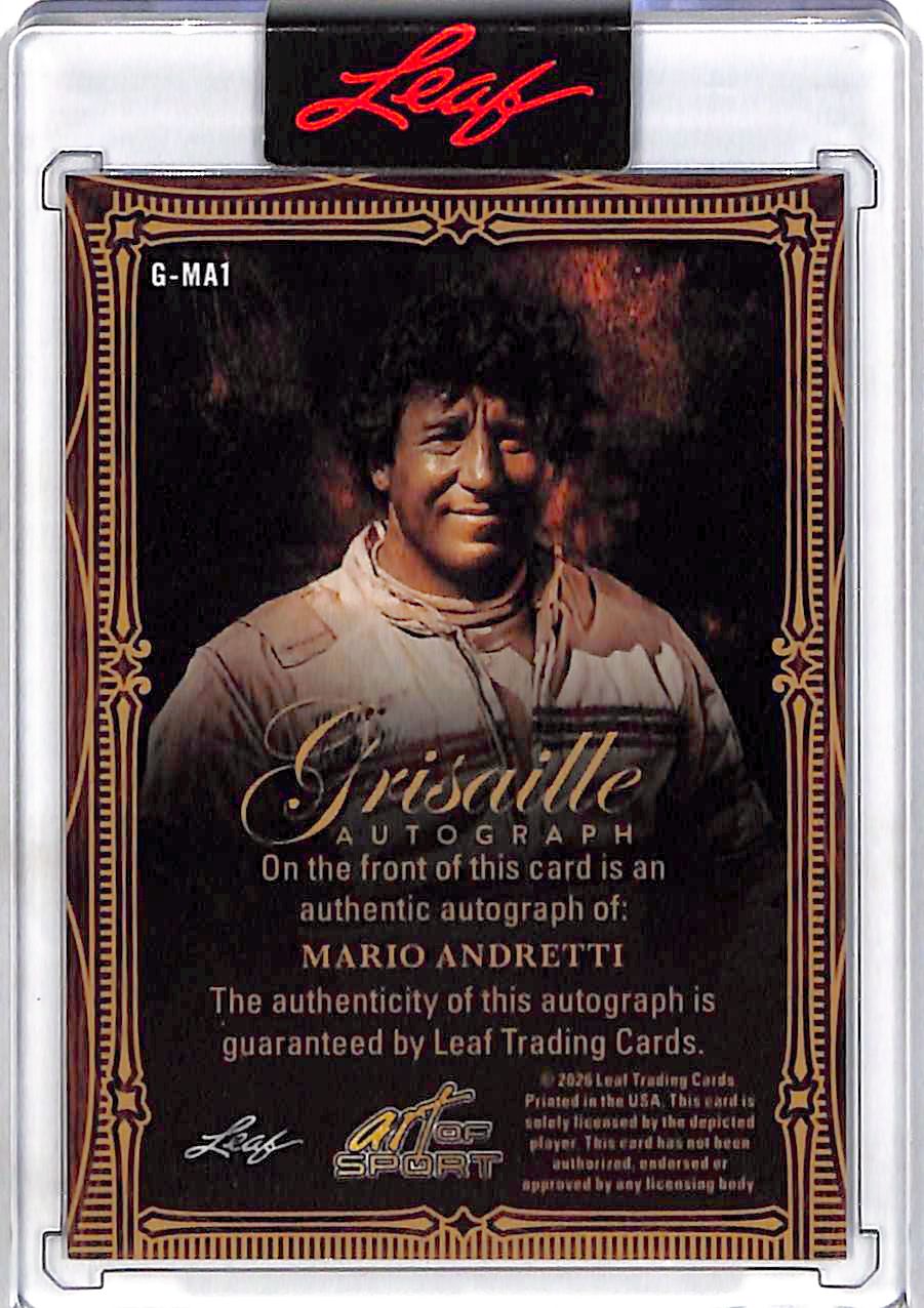 2026 Leaf Art of Sport Mario Andretti Grisaille Autograph /15 #G-MA1