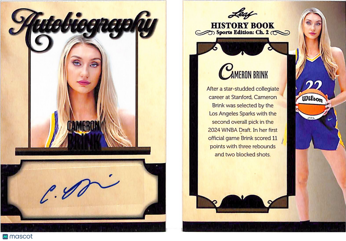 2025 Leaf History Book Autobiography Cameron Brink Auto /5 #A-CB2 Sparks