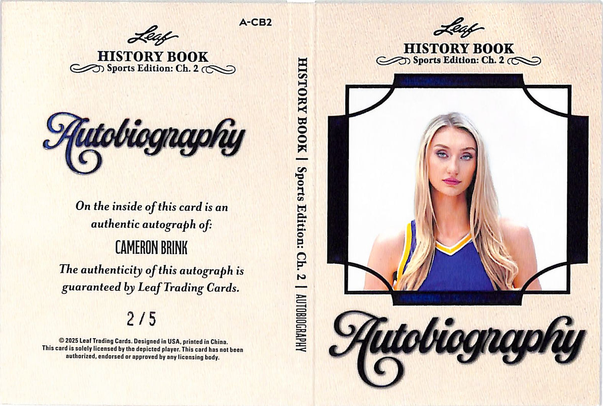 2025 Leaf History Book Autobiography Cameron Brink Auto /5 #A-CB2 Sparks
