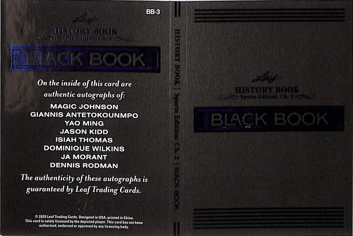 2025 Leaf History Book Johnson Kidd Wilkins Ming Rodman Antetokounmpo Auto #BB-3