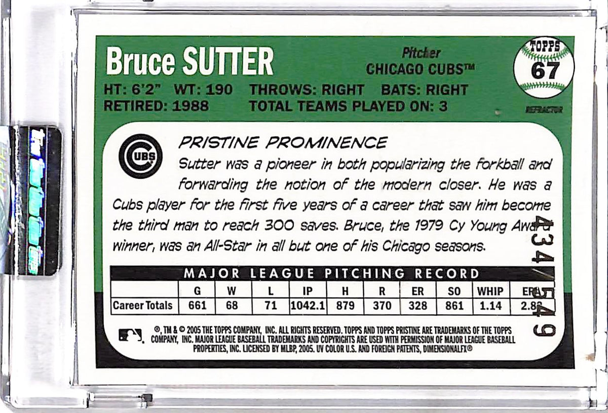 2005 Topps Pristine Bruce Sutter Refractor /549 #67 Chicago Cubs