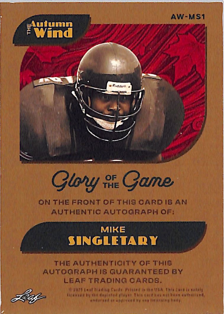 2023 Leaf The Autumn Wind Glory of the Game Mike Singletary Auto /35 #AW-MS1