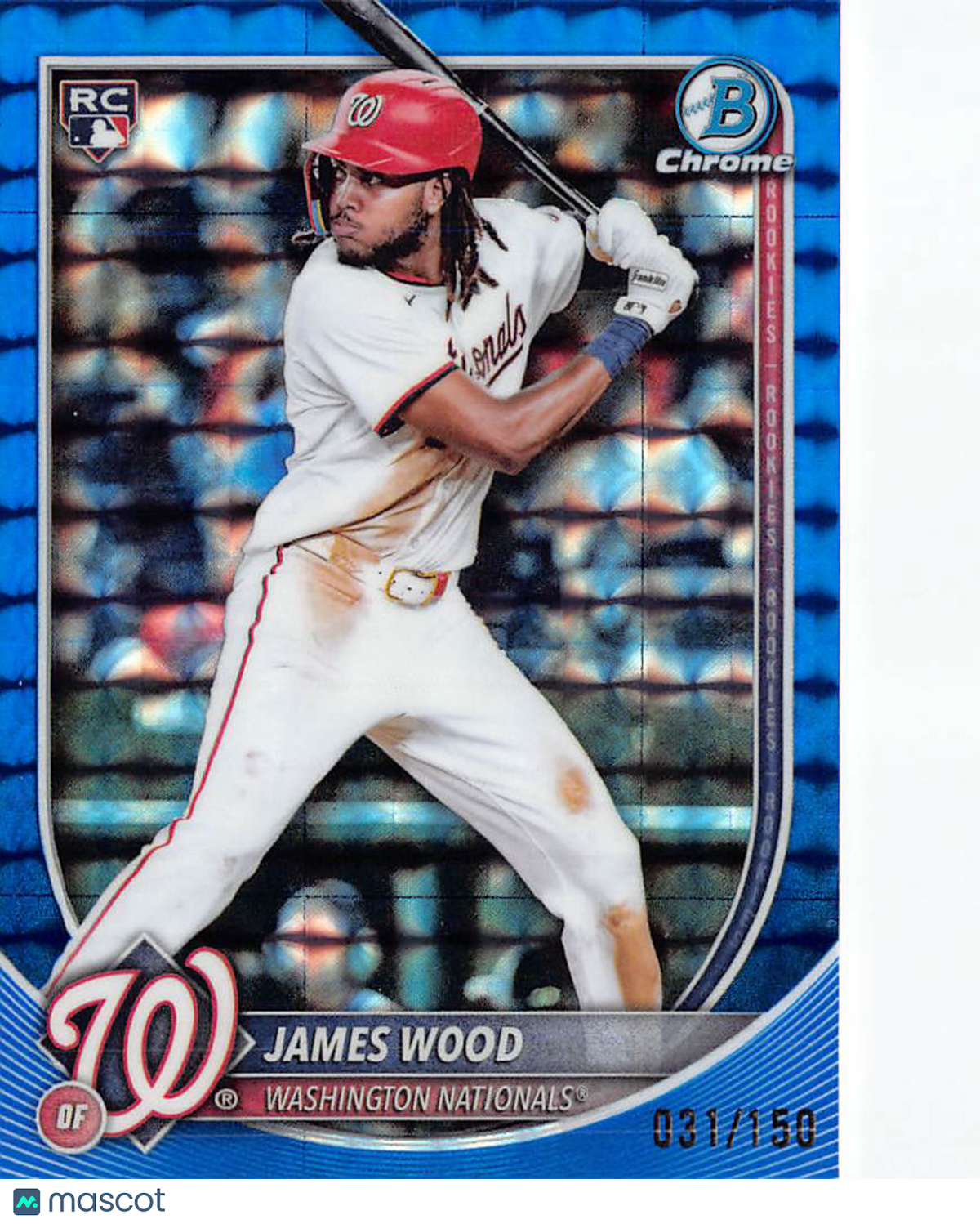 2025 Topps Bowman Chrome James Wood Blue Geometric /150 Rookie RC #29 Nationals