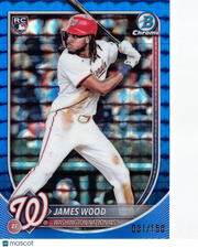 2025 Topps Bowman Chrome James Wood Blue Geometric /150 Rookie RC #29 Nationals