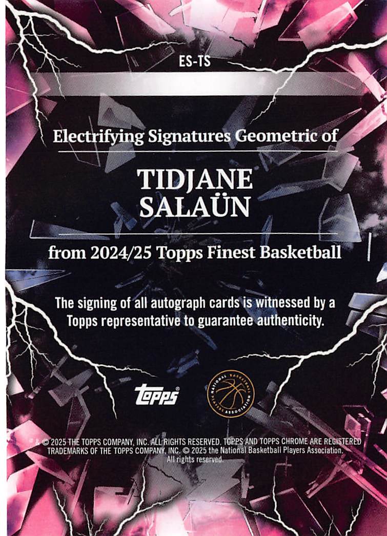 2024-25 Topps Finest Tidjane Salaün Electrifying Auto Geometric RC ES-TS Hornets