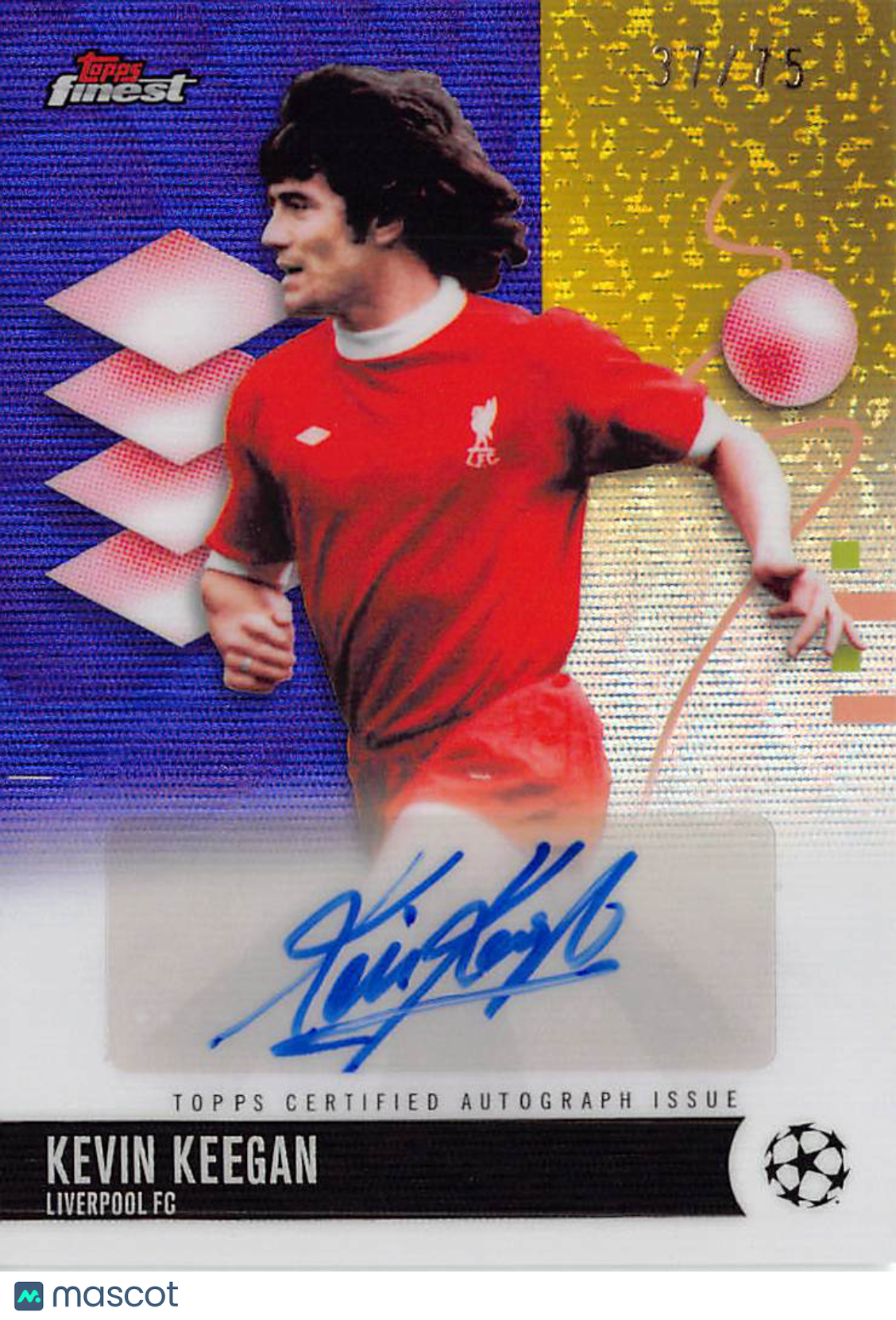 2025-26 Topps Finest UEFA Kevin Keegan Purple Auto /75 #BA-KE Liverpool FC