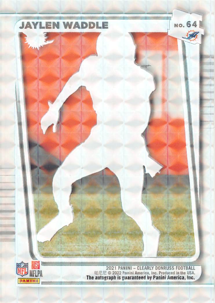 2022 Panini Clearly Donruss Jaylen Waddle Rookie Autograph #64 Miami Dolphins