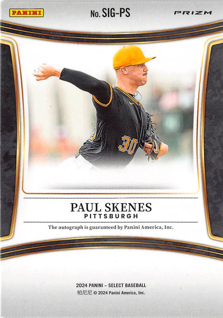 2024 Panini Select Paul Skenes Rookie Autograph RC #SIG-PS Pittsburgh Pirates