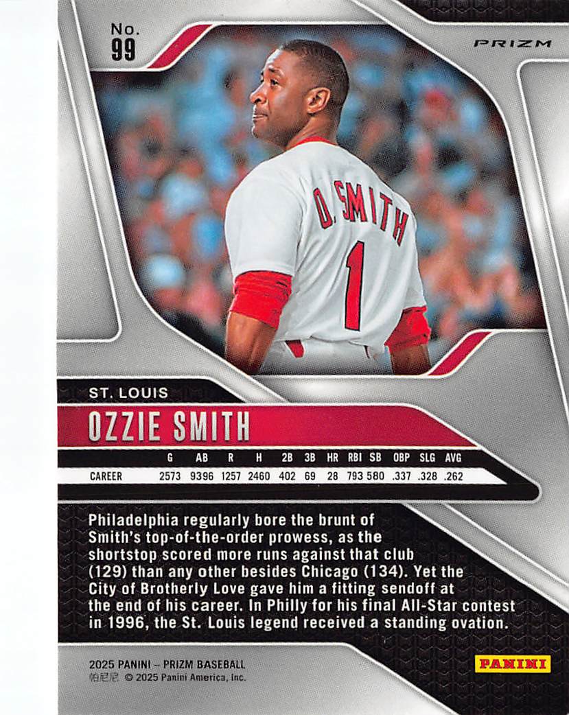 2025 Panini Prizm Baseball Ozzie Smith Snakeskin #99 St. Louis Cardinals