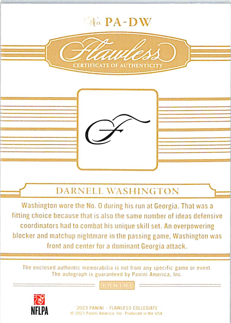 2023 Flawless Collegiate Darnell Washington Rookie Patch Auto /25 #PA-DW Georgia