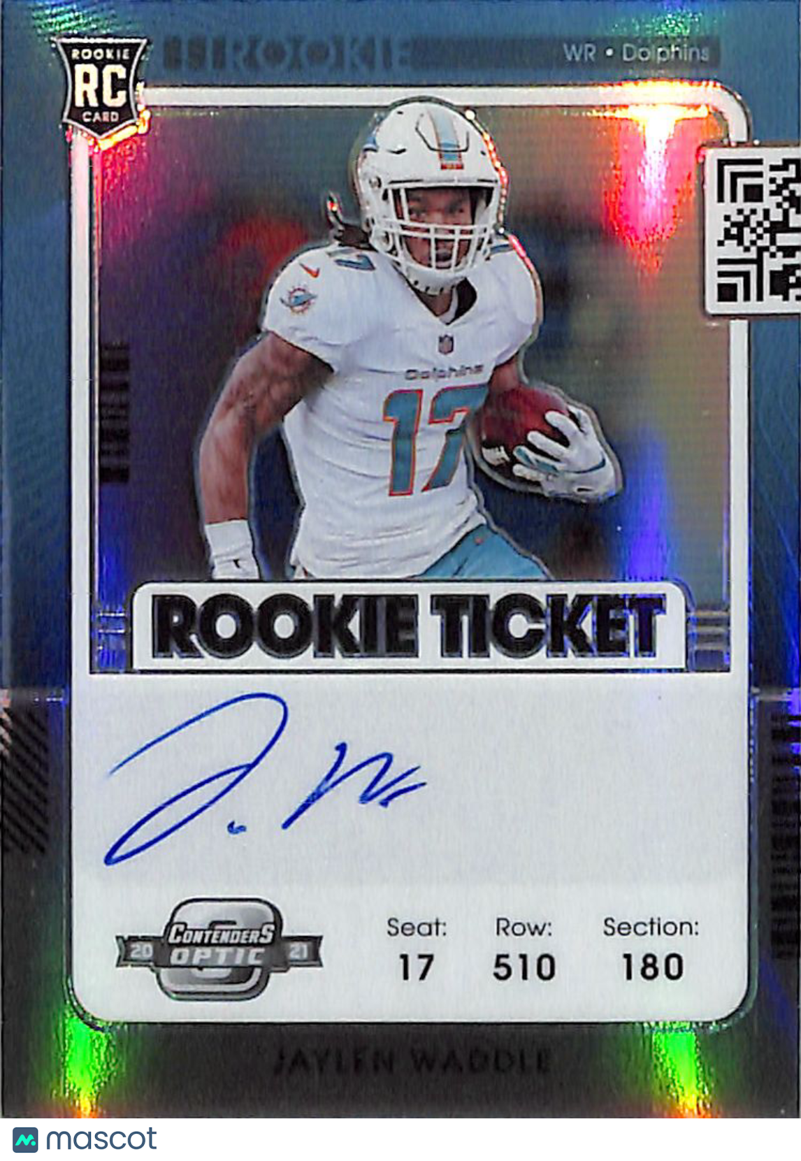 2022 Panini Contenders Optic Jaylen Waddle Rookie Auto Variation RC 106 Dolphins