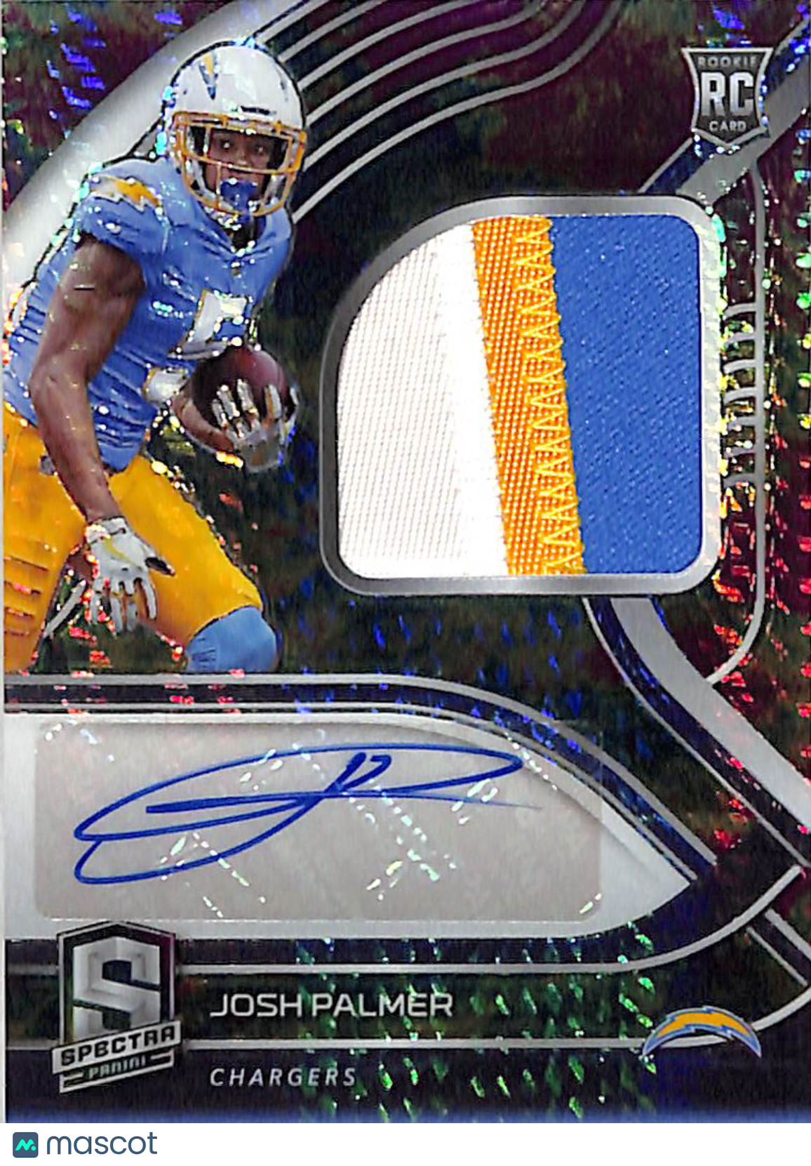 2021 Panini Spectra Josh Palmer Rookie Patch Auto /99 RC #232 Chargers