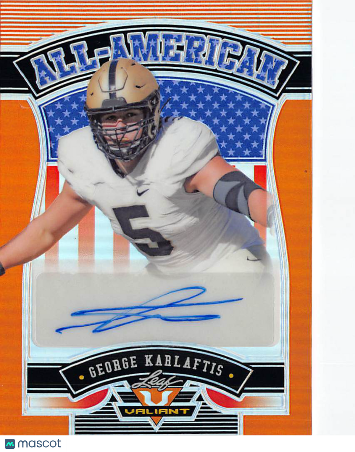2022 Leaf Valiant George Karlaftis Orange Rookie Auto /75 #AA-GK1 Purdue