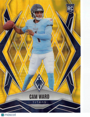 2025 Panini Phoenix Football Cam Ward Yellow Lava /125 RC #194 Tennessee Titans