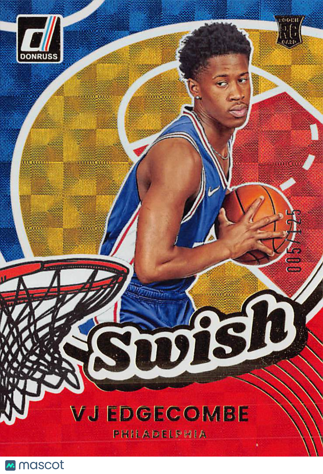 2025 Panini Donruss Basketball VJ Edgecombe Swish Gold /125 Rookie RC #7 76ers