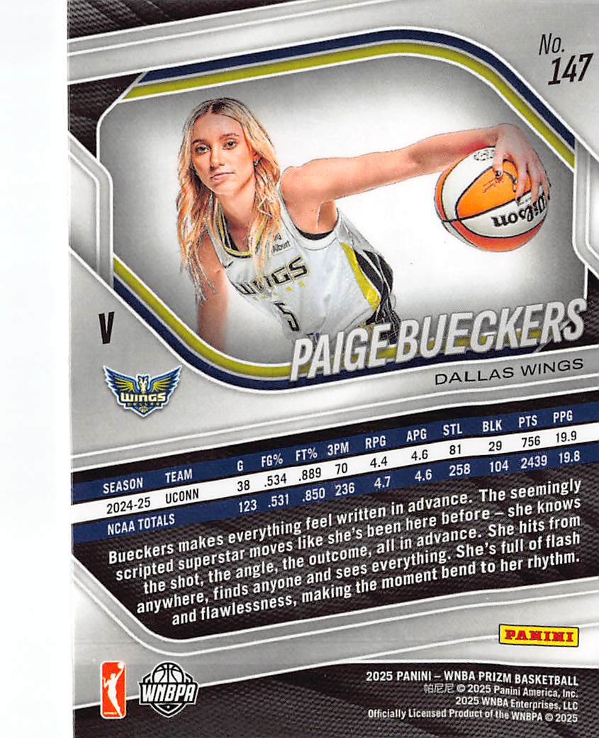 2025 Panini Prizm WNBA Paige Bueckers Rookie RC #147 Dallas Wings