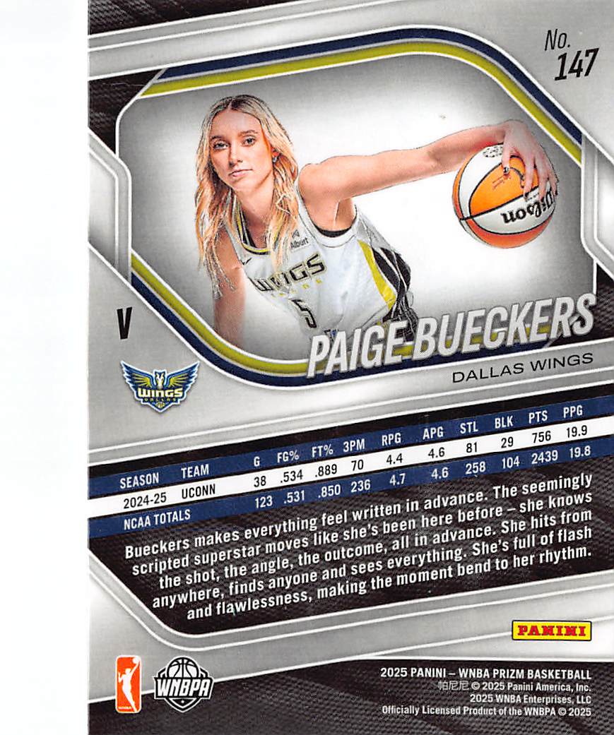 2025 Panini Prizm WNBA Paige Bueckers Rookie RC #147 Dallas Wings
