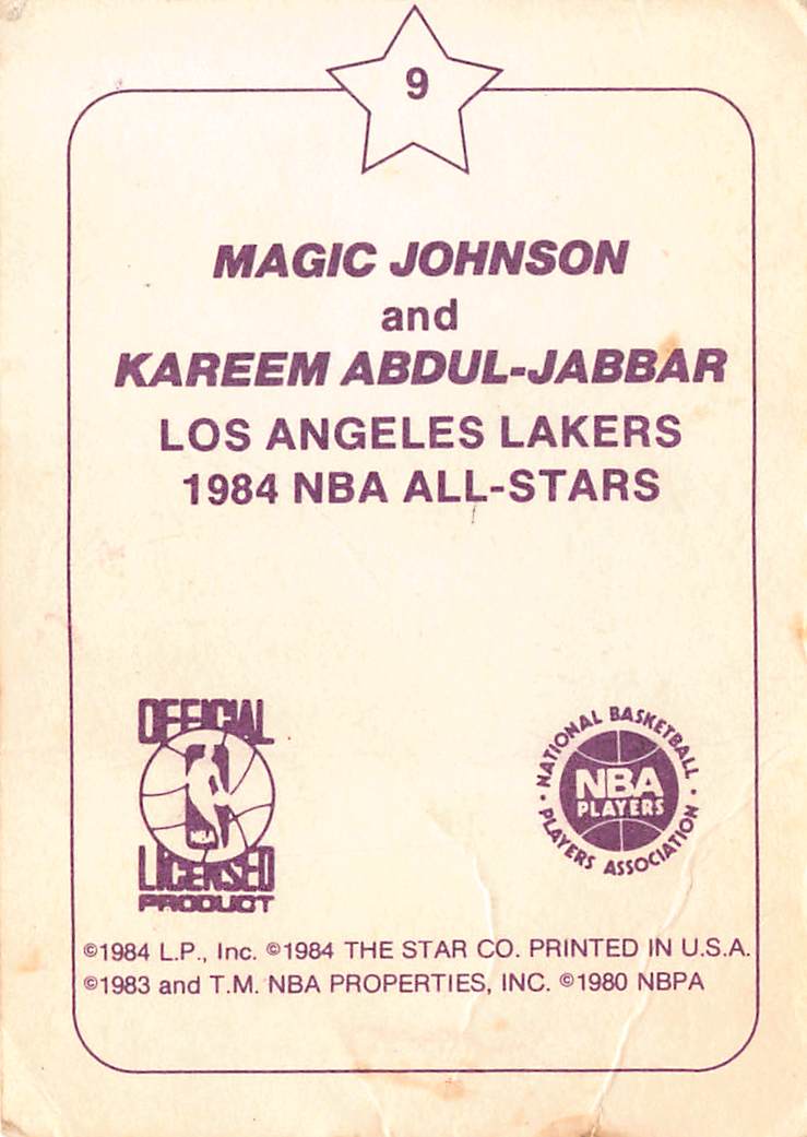 1984 Star All-Stars Magic Johnson Kareem Abdul-Jabbar #9 Los Angeles Lakers