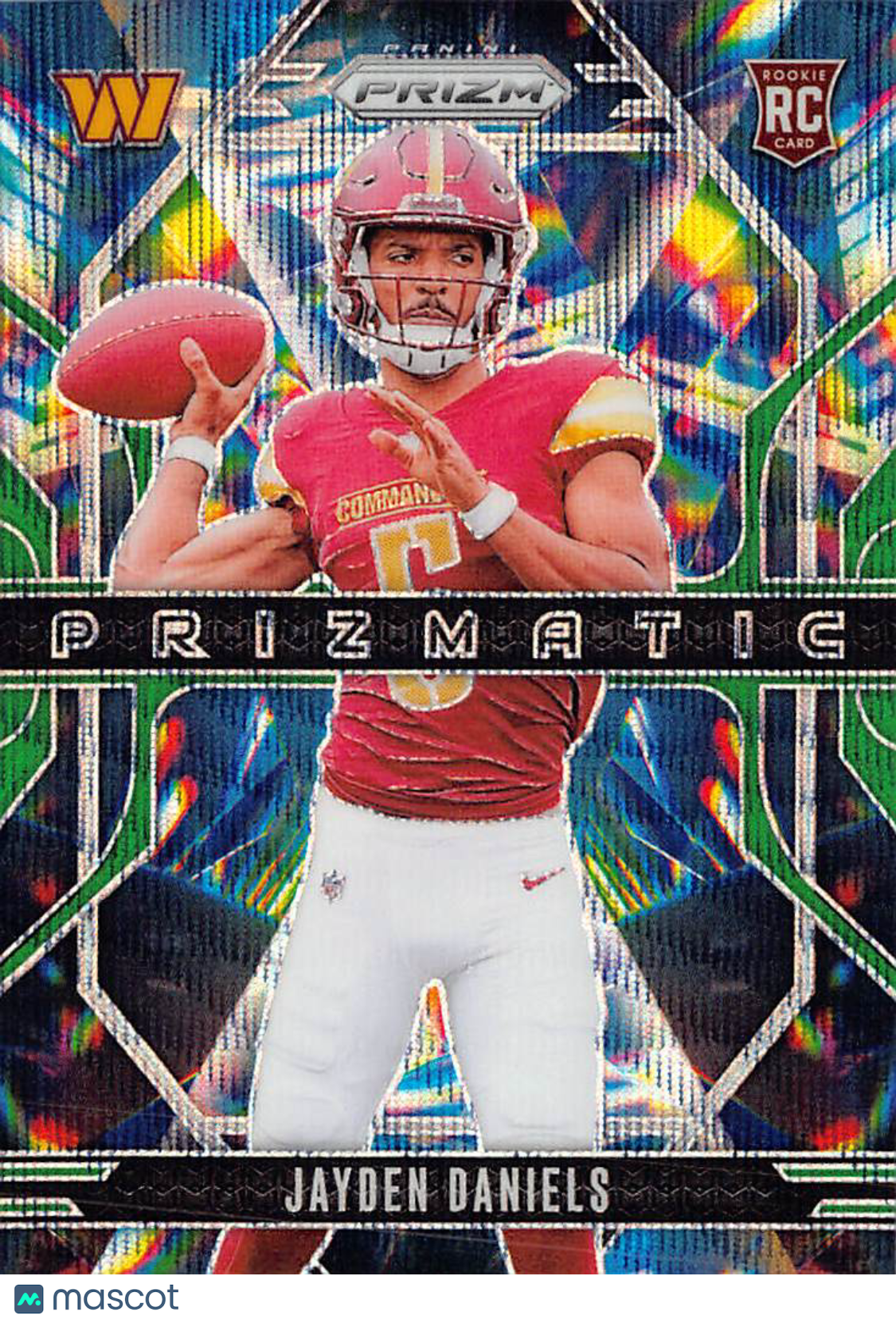 2024 Panini Prizm Jayden Daniels Green Wave Prizmatic Rookie RC #3 Commanders