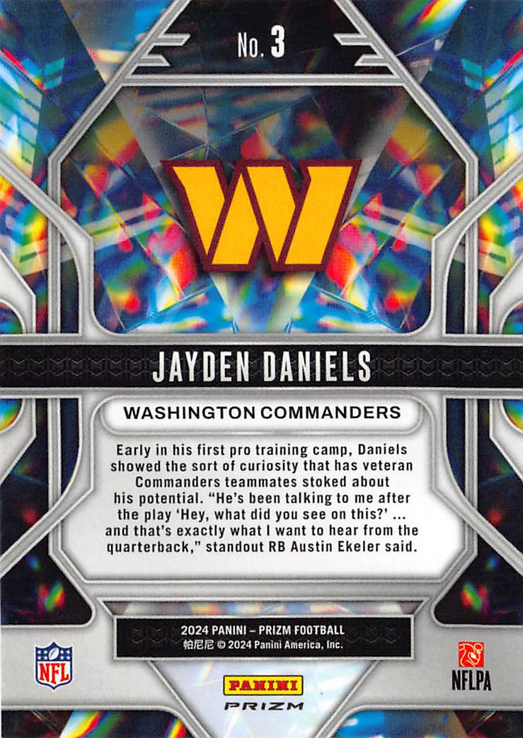 2024 Panini Prizm Jayden Daniels Green Wave Prizmatic Rookie RC #3 Commanders