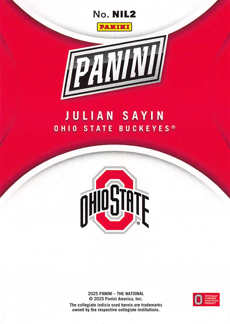 2025 Panini The National Julian Sayin Rated Prospect Rookie #NIL2 Ohio State