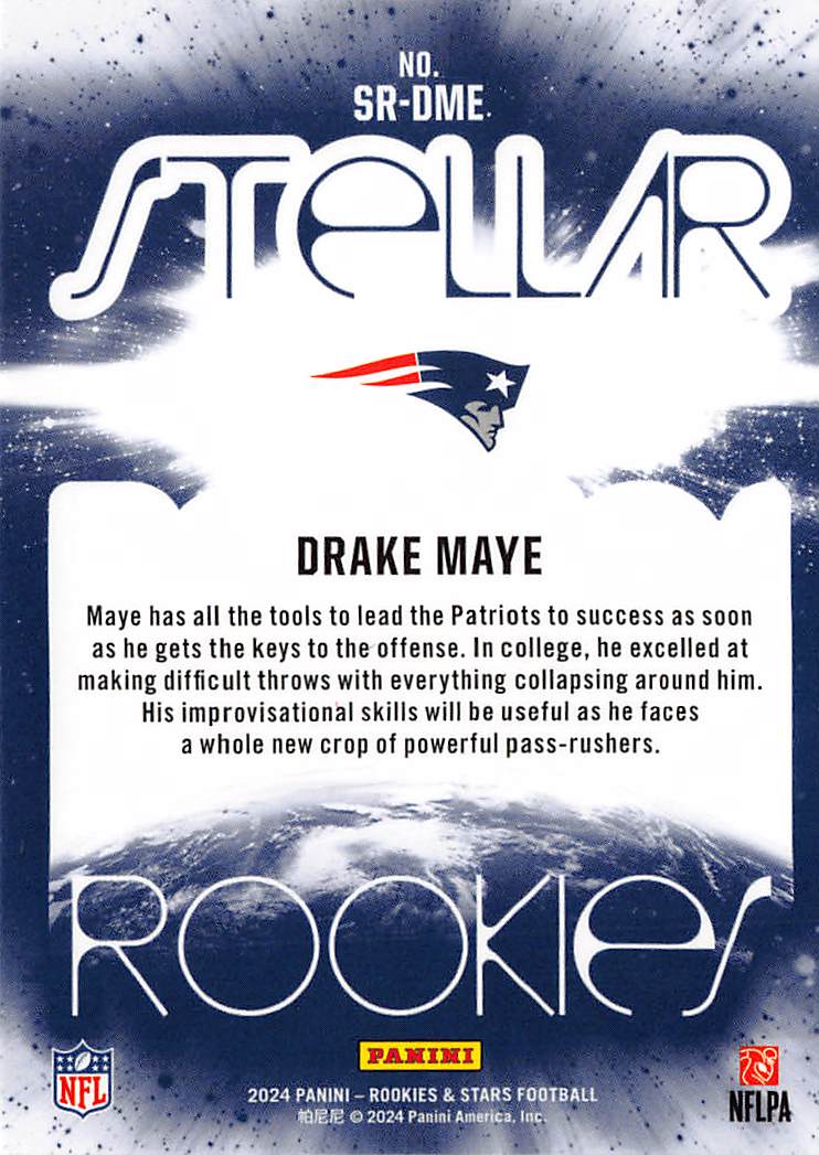 2024 Panini Rookies & Stars Drake Maye Red Plaid Rookie RC #SR-DME Patriots