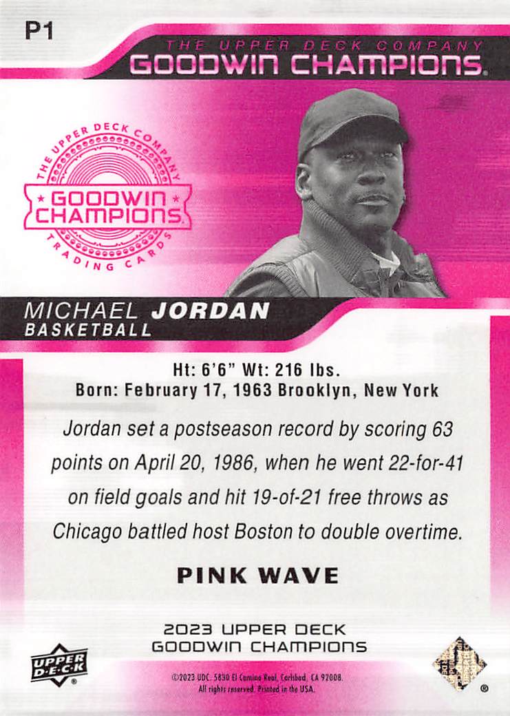 2023-24 Upper Deck Goodwin Champions Michael Jordan Pink Wave #P1