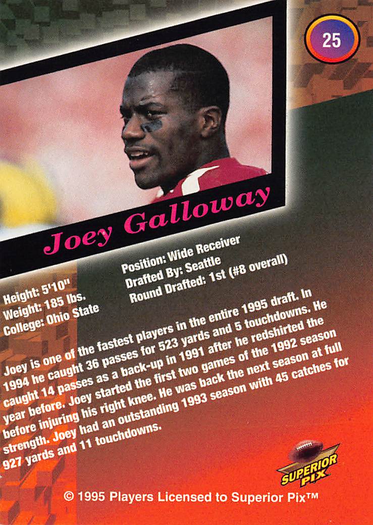 1995 Superior Pix Joey Galloway Autograph #25 Seattle Seahawks Ohio State