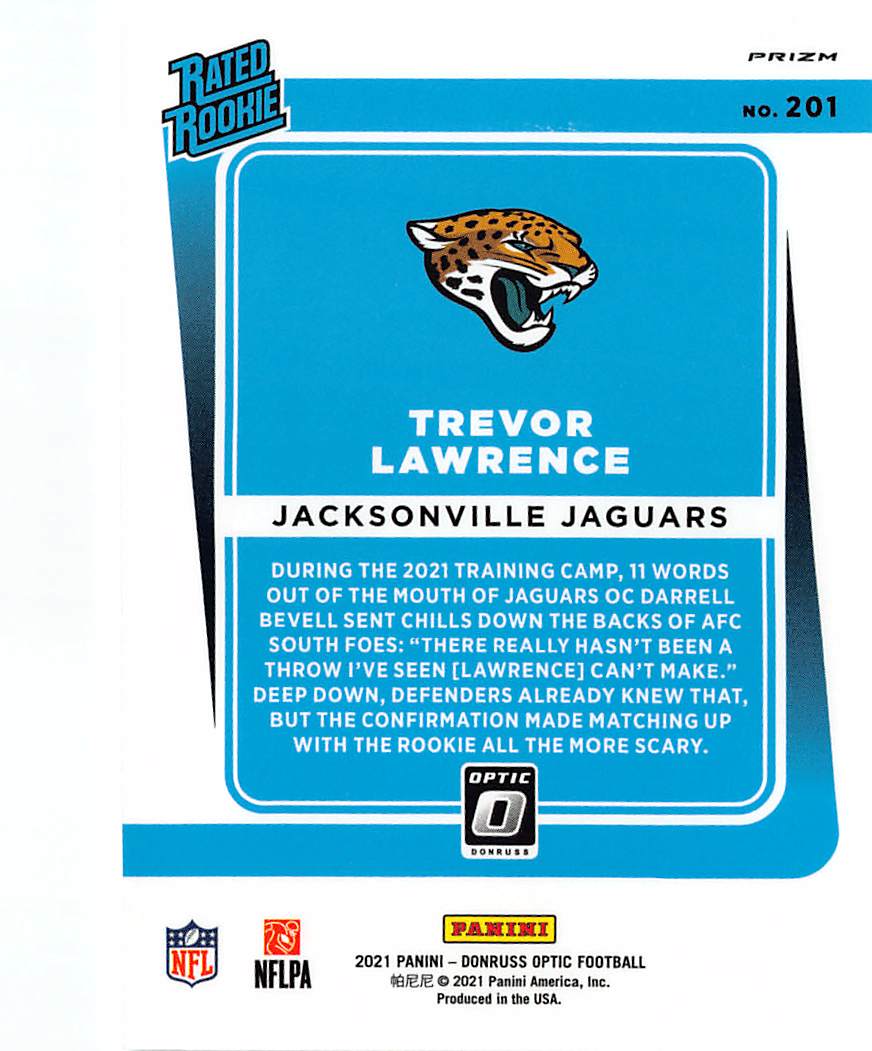 2021 Panini Donruss Optic Trevor Lawrence Photo Variations Rookie #201 Jaguars
