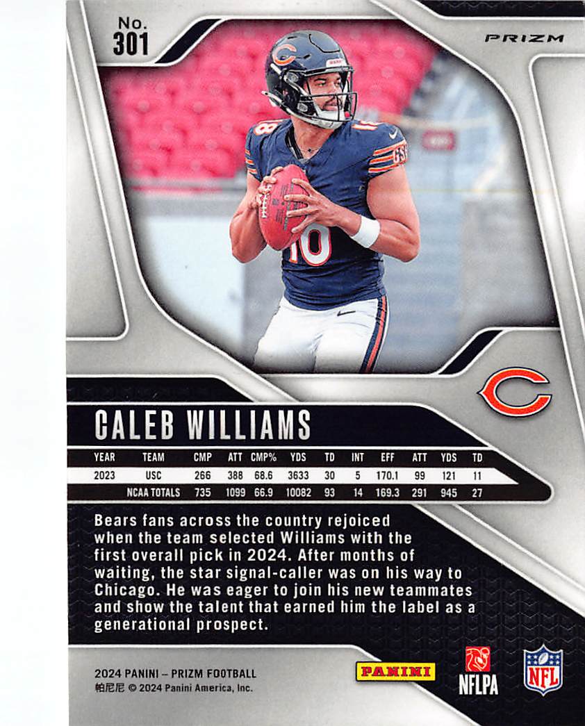 2024 Panini Prizm Football Caleb Williams Green Pulsar Rookie RC #301 Bears