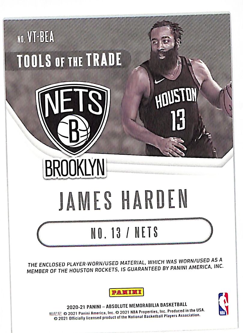 2021 Panini Absolute James Harden Tools of the Trade Patch #VT-BEA Nets