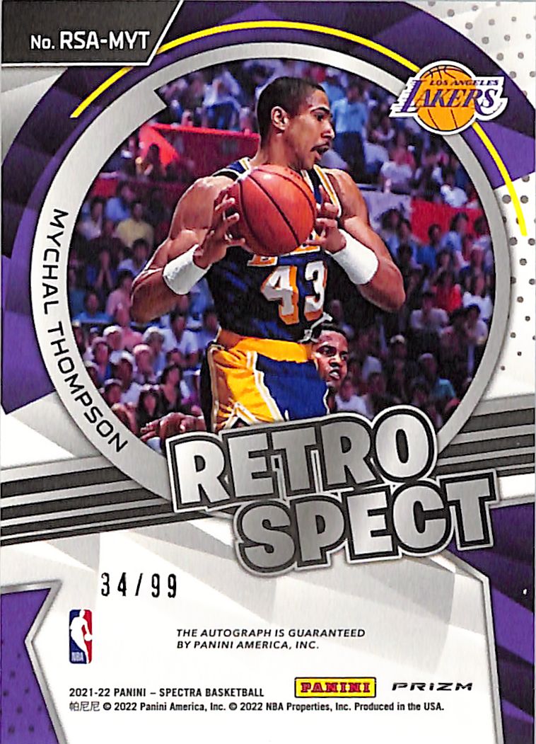 2021-22 Panini Spectra Mychal Thompson Retrospect Auto /99 #RSA-MYT Lakers